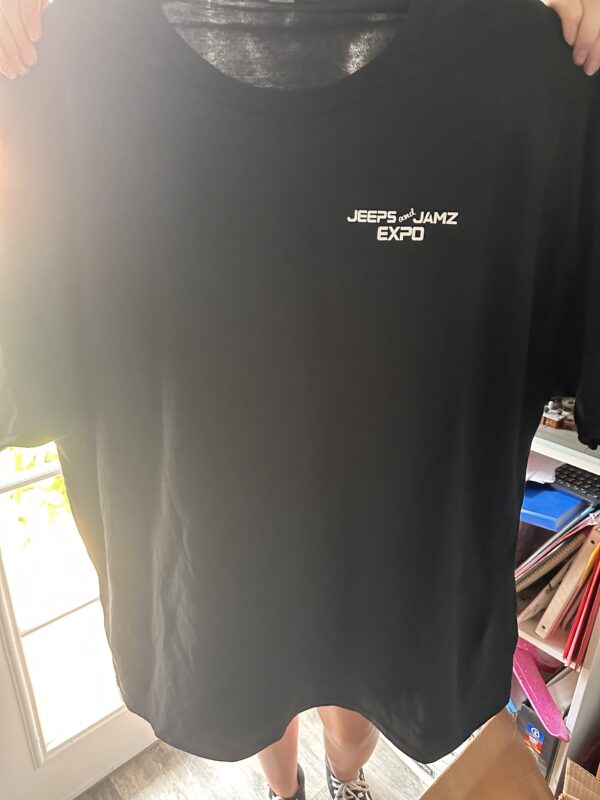 black shirt with white logo